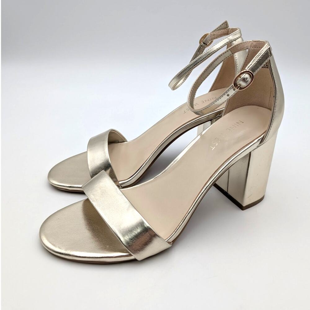 Nine West Tanela Ankle Strap Sandals Open Toe Women's Gold Size US8.5M EU39